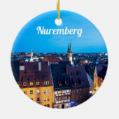 Uitzicht van de oude stad Nuremberg 's nachts Keramisch Ornament (Achterkant)