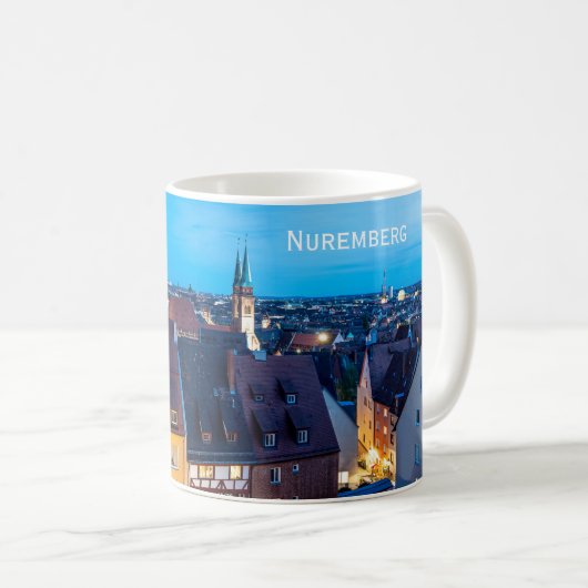 Uitzicht van de oude stad Nuremberg 's nachts Koffiemok (Voorkant rechts)