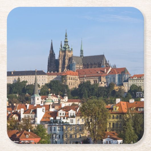 Uitzicht van de oude stad Praag, Tsjechië Kartonnen Onderzetters (Voorkant)