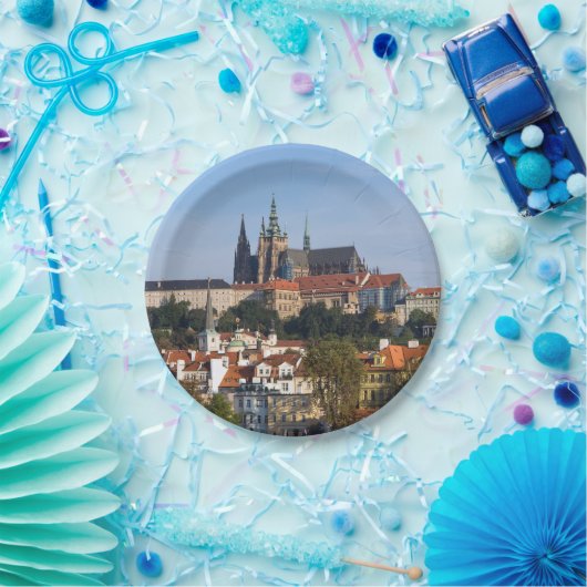 Uitzicht van de oude stad Praag, Tsjechië Papieren Bordje (Feest)