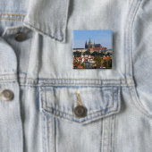 Uitzicht van de oude stad Praag, Tsjechië Vierkante Button 5,1 Cm (In situ)