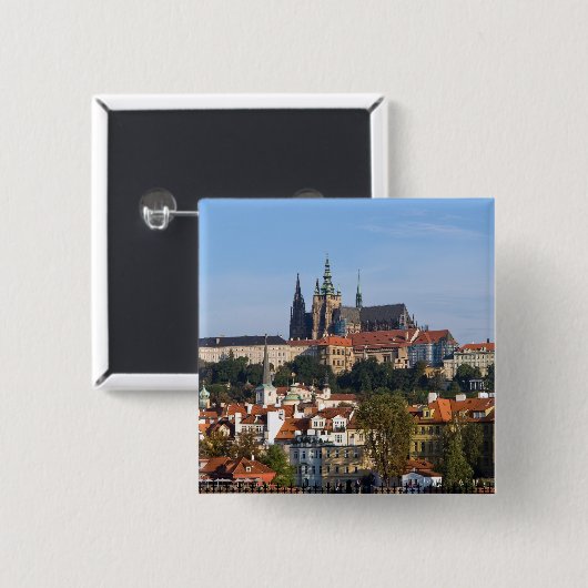 Uitzicht van de oude stad Praag, Tsjechië Vierkante Button 5,1 Cm (Voorkant /achterkant)