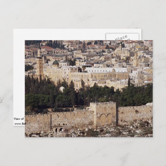 Uitzicht van de Oude Stad van de berg Olijven, Jer Briefkaart (Voorkant / Achterkant)