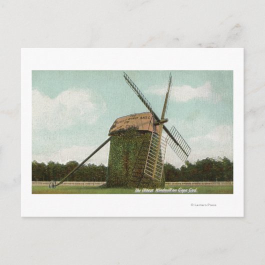 Uitzicht van de oudste windmolen op kabeljauw briefkaart (Voorkant)