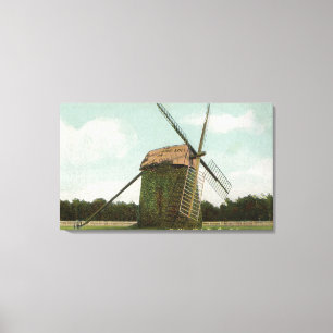 Uitzicht van de oudste windmolen op kabeljauw canvas afdruk