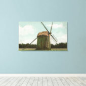 Uitzicht van de oudste windmolen op kabeljauw canvas afdruk (Insitu (Houten vloer))
