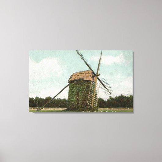 Uitzicht van de oudste windmolen op kabeljauw canvas afdruk (Voorkant)