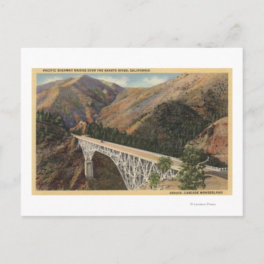 Uitzicht van de Pacific Hwy Bridge over Shasta Briefkaart (Voorkant)