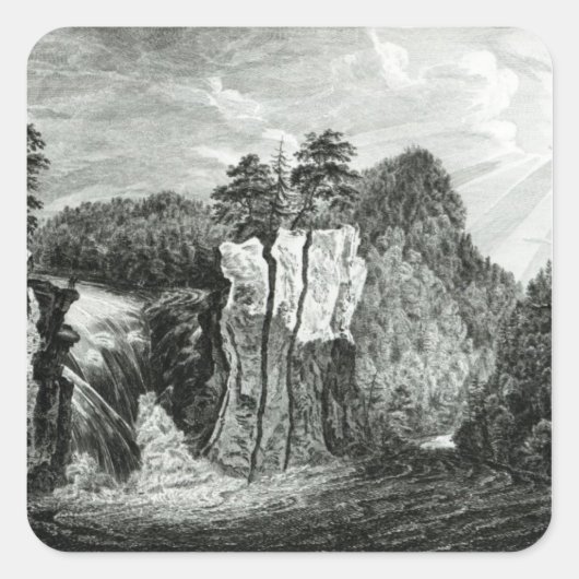 Uitzicht van de Passaic River Waterfall, New Jerse Vierkante Sticker (Voorkant)