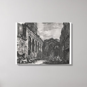 Uitzicht van de peristyle van het paleis van canvas afdruk