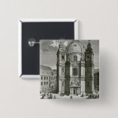 Uitzicht van de Peterskirche Vierkante Button 5,1 Cm (Voorkant /achterkant)