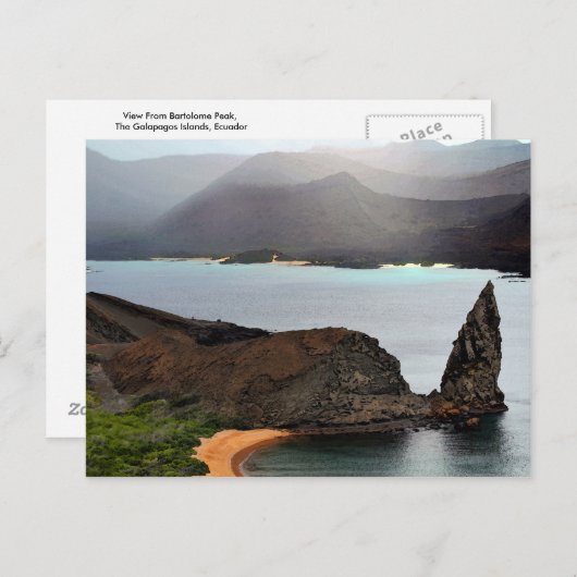 Uitzicht van de piek van Bartolome op de Galapagos Briefkaart (Voorkant / Achterkant)