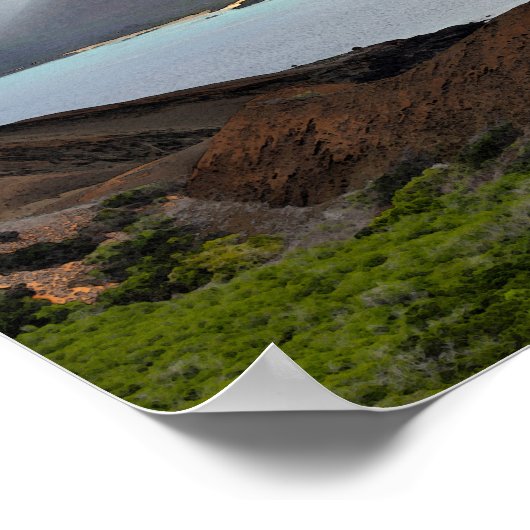 Uitzicht van de piek van Bartolome op de Galapagos Poster (Hoek)