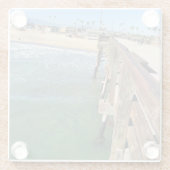 Uitzicht van de Pier, Krantenband, Californië Glazen Onderzetter (Achterkant)