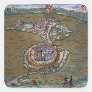 Uitzicht van de Place de Louis le Grand, met een v Vierkante Sticker