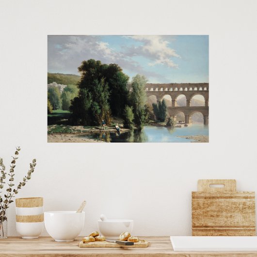 Uitzicht van de Pont du Gard, 1859 Poster (Keuken)
