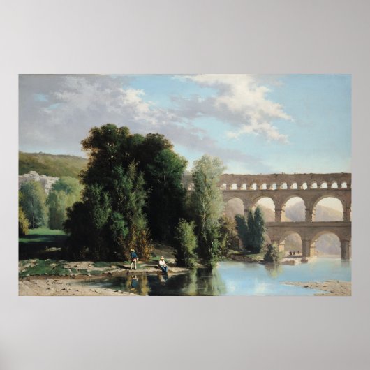Uitzicht van de Pont du Gard, 1859 Poster (Voorkant)