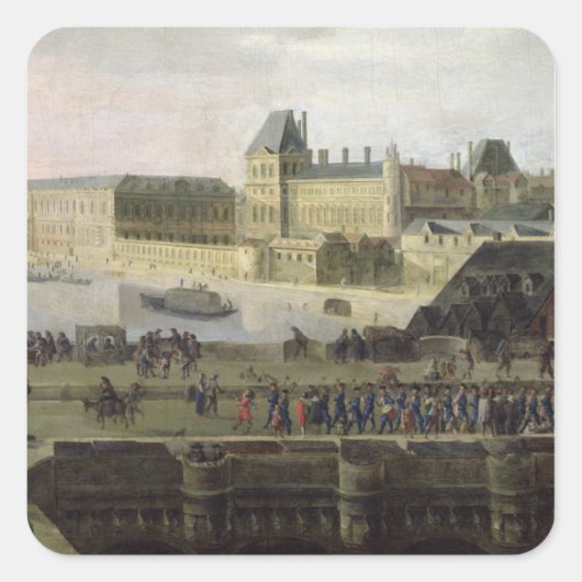 Uitzicht van de Pont-Neuf en de Seine Vierkante Sticker (Voorkant)