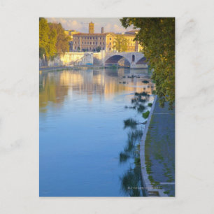 Uitzicht van de Ponte Sisto Bridge van de Tiber Briefkaart