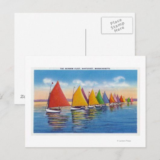 Uitzicht van de Rainbow Sailboat Fleet Briefkaart (Voorkant / Achterkant)