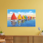 Uitzicht van de Rainbow Sailboat Fleet Canvas Afdruk (Insitu (Woonkamer))