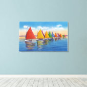 Uitzicht van de Rainbow Sailboat Fleet Canvas Afdruk (Insitu (Houten vloer))
