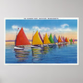 Uitzicht van de Rainbow Sailboat Fleet Poster (Voorkant)