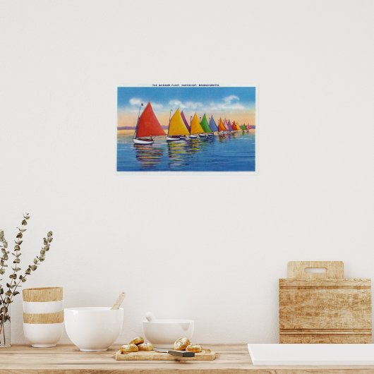 Uitzicht van de Rainbow Sailboat Fleet Poster (Keuken)