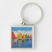 Uitzicht van de Rainbow Sailboat Fleet Sleutelhanger (Voorkant)