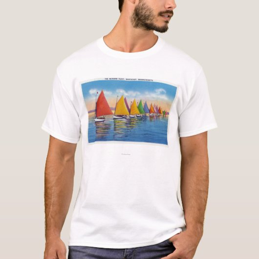 Uitzicht van de Rainbow Sailboat Fleet T-shirt (Voorkant)