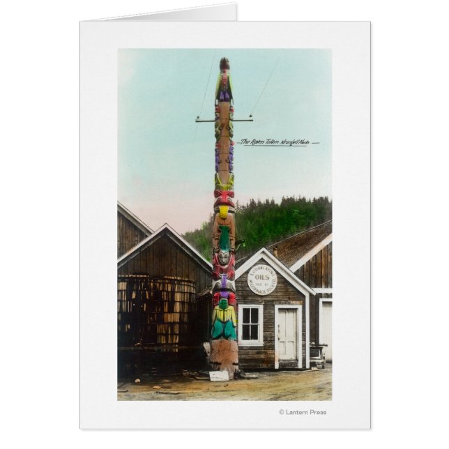 Uitzicht van de Raven Totempole Wrangell, AK (Voorkant)
