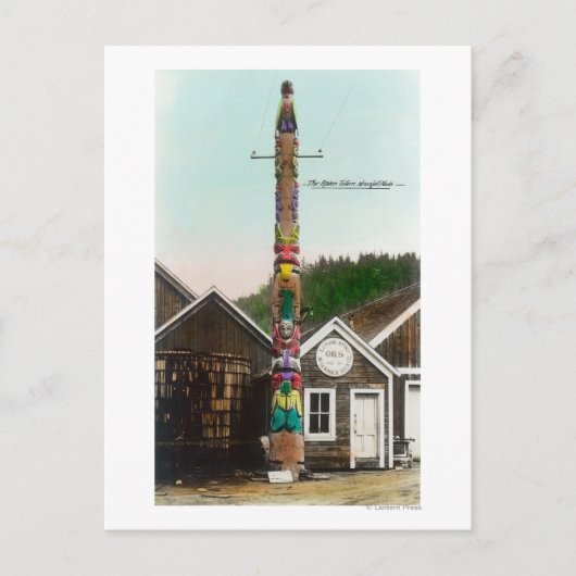 Uitzicht van de Raven Totempole Wrangell, AK Briefkaart (Voorkant)