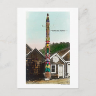 Uitzicht van de Raven Totempole Wrangell, AK Briefkaart