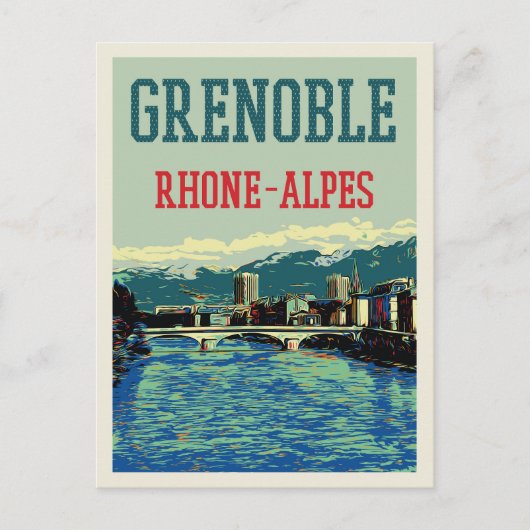 Uitzicht van de Rhône, Grenoble Frankrijk Briefkaart (Voorkant)