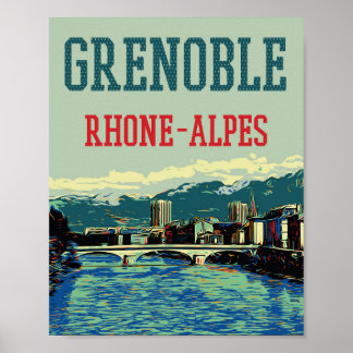 Uitzicht van de Rhône, Grenoble Frankrijk Poster