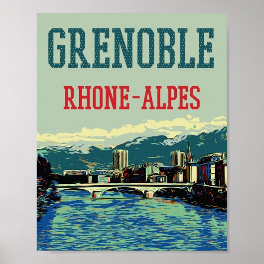 Uitzicht van de Rhône, Grenoble Frankrijk Poster (Voorkant)
