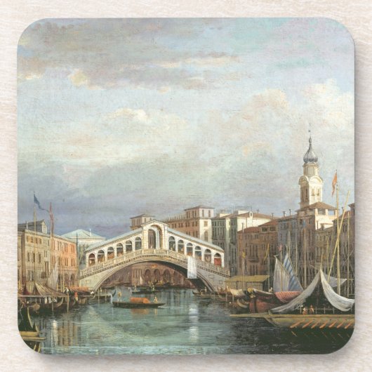 Uitzicht van de Rialto-brug in Venetië Onderzetter (Voorkant)