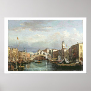 Uitzicht van de Rialto-brug in Venetië Poster