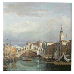 Uitzicht van de Rialto-brug in Venetië Tegeltje
