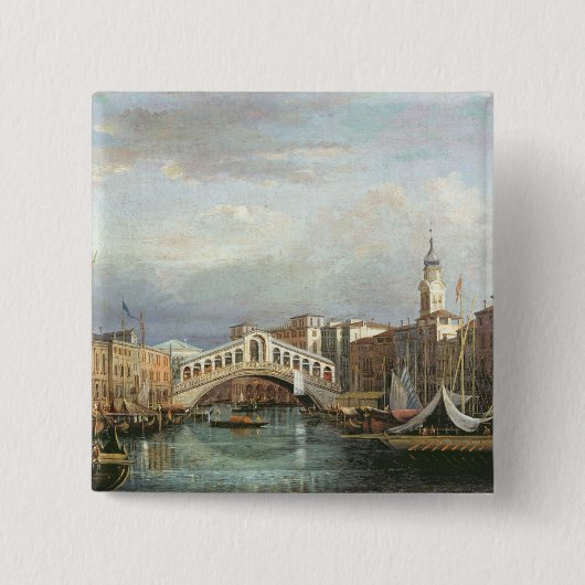 Uitzicht van de Rialto-brug in Venetië Vierkante Button 5,1 Cm (Voorkant)