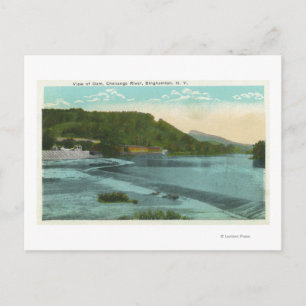 Uitzicht van de rivier de Chenango en de dam Briefkaart
