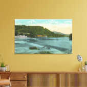 Uitzicht van de rivier de Chenango en de dam Canvas Afdruk (Insitu (Woonkamer))