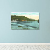 Uitzicht van de rivier de Chenango en de dam Canvas Afdruk (Insitu (Houten vloer))