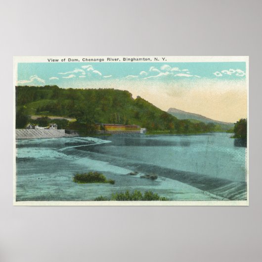 Uitzicht van de rivier de Chenango en de dam Poster (Voorkant)