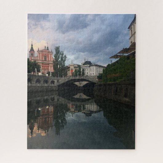 Uitzicht van de rivier de Ljubljana Slovenië Foto Legpuzzel (Verticaal)
