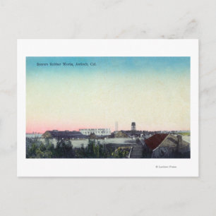 Uitzicht van de rubberwerken van de kamers briefkaart