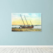 Uitzicht van de Rum Runner Ship Ashore Canvas Afdruk (Insitu (Houten vloer))