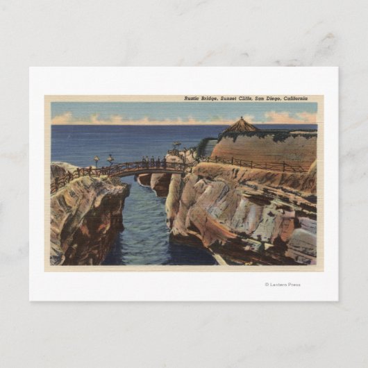 Uitzicht van de Rustic Bridge & Sunset Cliffs Briefkaart (Voorkant)