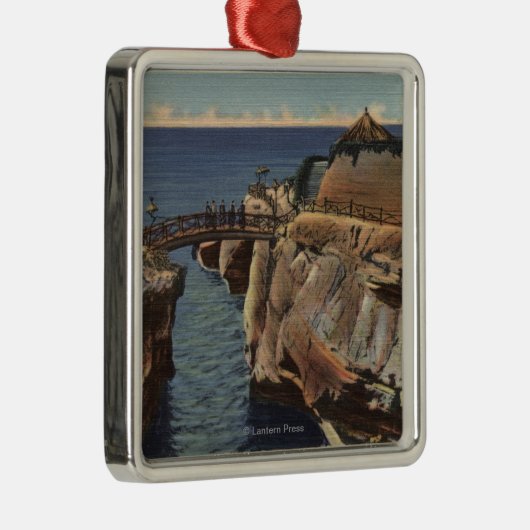 Uitzicht van de Rustic Bridge & Sunset Cliffs Metalen Ornament (Rechts)