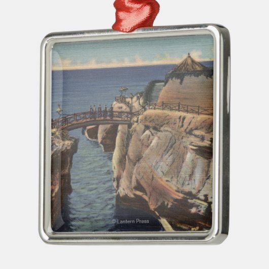Uitzicht van de Rustic Bridge & Sunset Cliffs Metalen Ornament (Links)